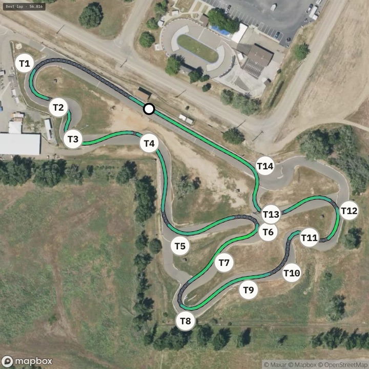 The same lap colored by acceleration — where you're back on the throttle.